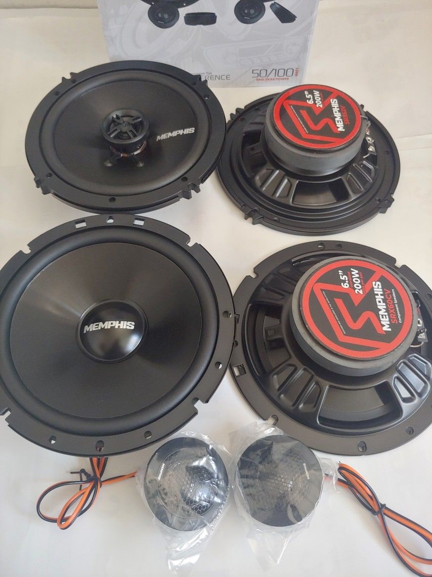 MEMPHIS 1 PAIR 6.5" 100 WATTS COMPONENT SET & 1 PAIR 6.5" 2 WAY 100 WATTS CAR SPEAKER ( BRAND NEW PRICE IS LOWEST INSTALL NOT AVAILABLE )