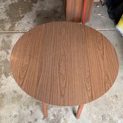 MCM Round Drop Leaf Table Antique