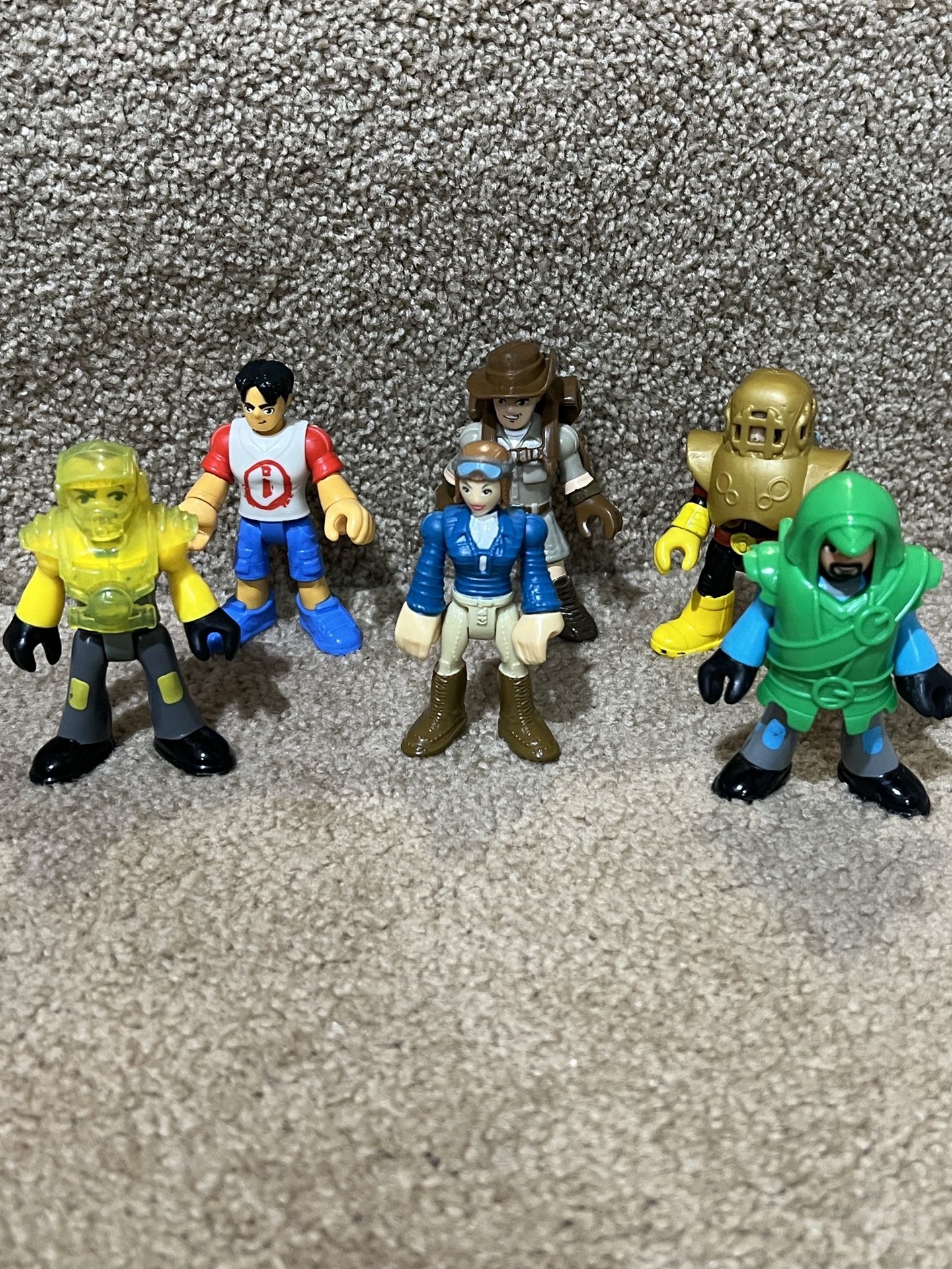 Imaginext lot of 6 Blind bag Green Archer Amelia Earhart Safari Dino riders