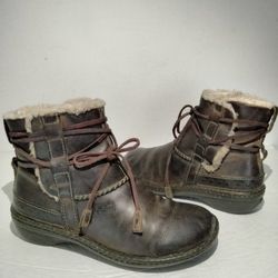 Ugg Australia Women's 5136 Cove La Jolla Brown Leather Genuine Sheepskin Ankle Boot Sz 9