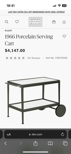 100% Authentic Knoll Richard Schultz 1966 Bar Cart DWR Knoll