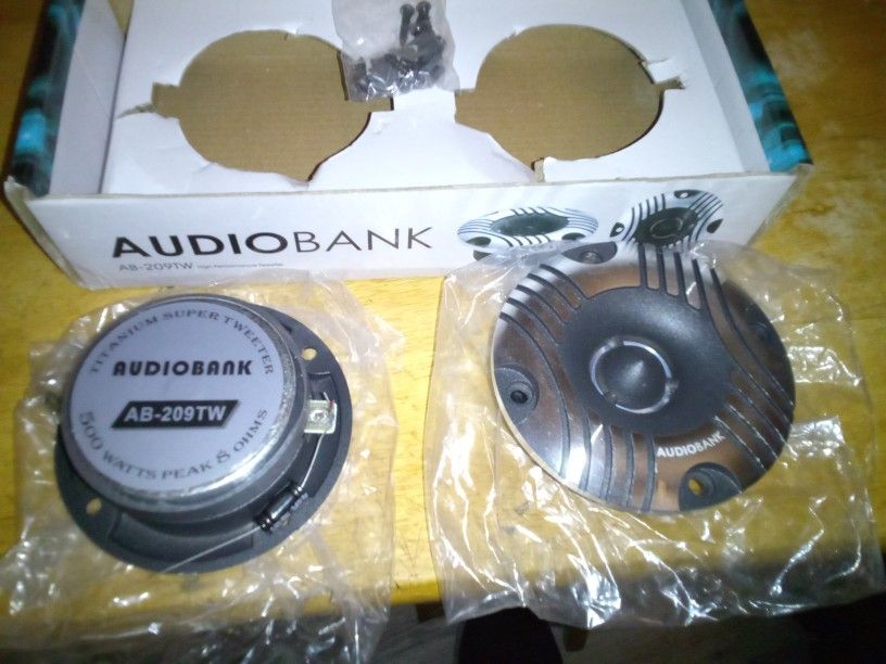 Brand New Audio Bank AB - 209TW High Performance Tweeter 1 3/4" Super Tweeter 500 Watts Max Power 4 Ohms 8 Ohms Each Tweeter