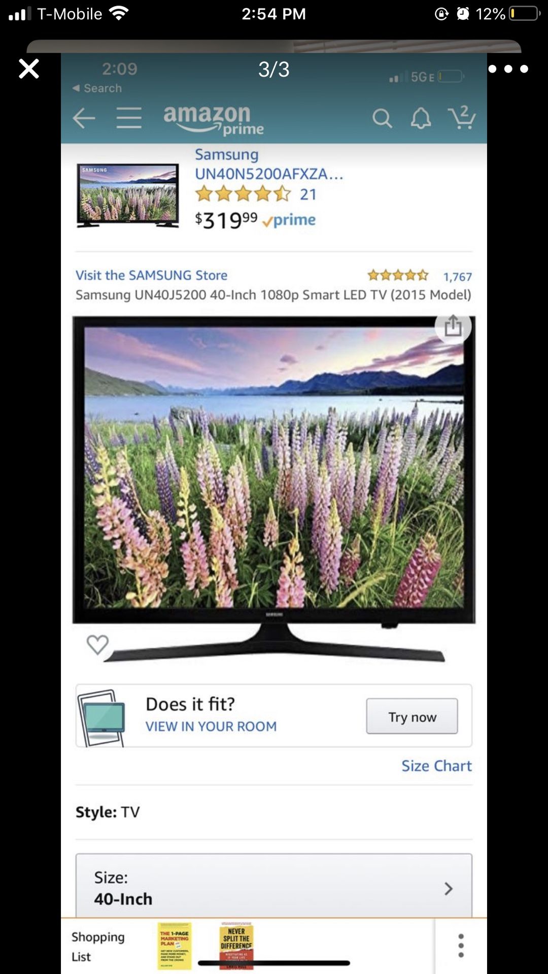 Samsung 40” inch tv