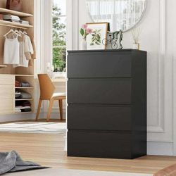 4 Drawer Black Dresser, Modern Storage Cabinet