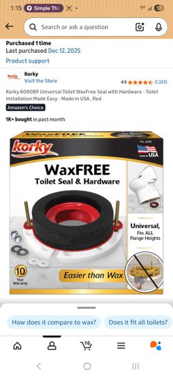 Korky Rubber Toilet Seals Only!