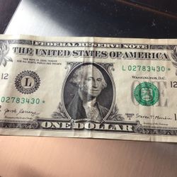 Rare 2017 One Dollar Star Noted Bill