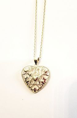 Gold plate silver heart necklace 18" collar de plata 18"
