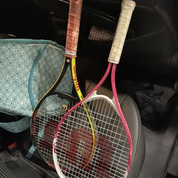 2 Wilson Tennis Rackets and Racket Bag