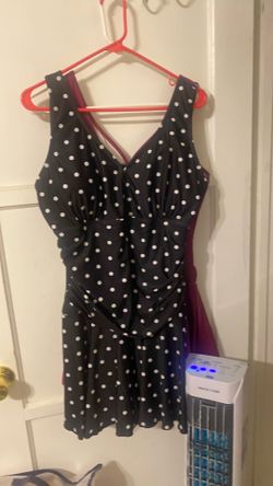 Black and white polka dot swim suit one piece