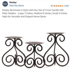 3 Iron Candle Pillar Holders