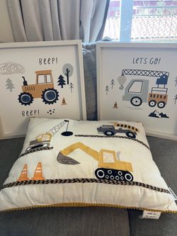 Boys room decorative frames & pillow