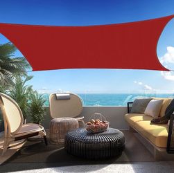 Red Rectangle Sun Shade Sail Canopy Durable Fabric UV Block Awning