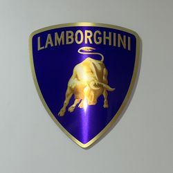 Lamborghini Shield Purple Brushed Die Cut Sign