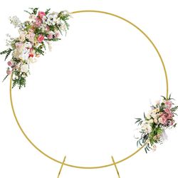 Wokceer Round Backdrop Stand 6FT Circle Balloon Arch Frame Circle Backdrop Stand Gold Round Arch For Wedding Birthday Party Bridal Shower Anniversary 