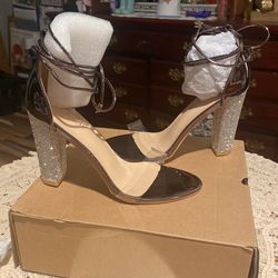 Heeled Shiny Slippers