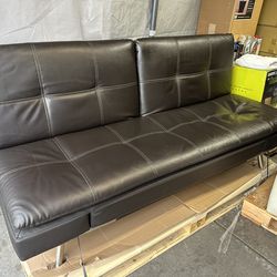 NEW Euro Lounger Ravenna Dark Brown Leather Futon