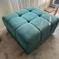 Teal Velvet Ottoman 