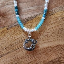  SS Beaded Pearl Beach Glass Siren Necklace 