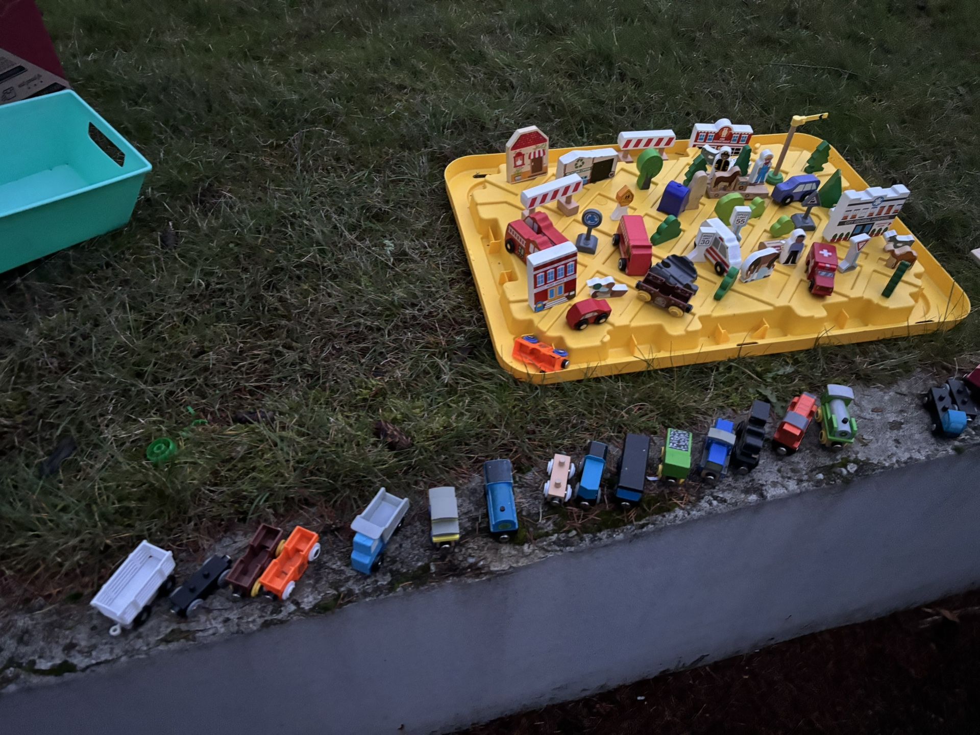 Wooden Train Tracks And Train Lot