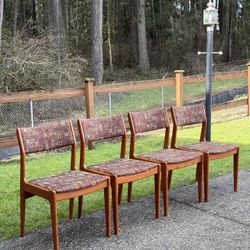 Mid century modern danish teak chair set of 4