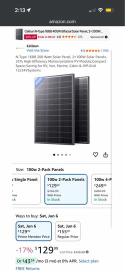 2 Solar panels, N-Type 16BB 200 Watt Solar Panel, 2×100W Solar Panels
