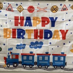 Train Birthday Backdrop