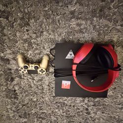 PS4 With Gold Controller And Head Phones 