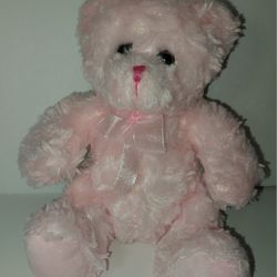 Hobby Lobby All Over Pink Small 7" Baby Shower Soft Cuddly Stuffed Bear Plush