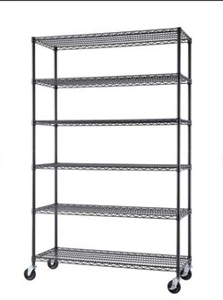 TRINITY 6-tier 48 X 18 X 72 Wire Shelving Commercial Storage Rack Wheels NSF