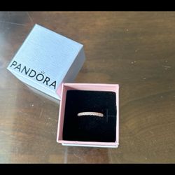 Pandora Sparkling Ring Band - Rose Gold Size 8