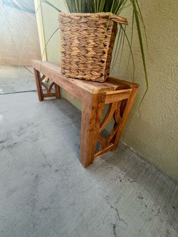 Solid Wood Bench with Carved Legs