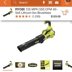 RYOBI BLOWER LEAF 40 V CORDLESS BRUSHLESS BRAND NEW