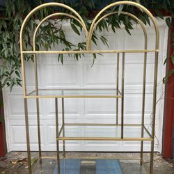 Vintage 1970s Brass and Glass Shelves Make Me An Offer