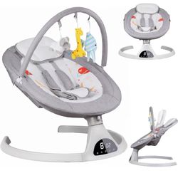 Baby Swing Bouncer Seat Chair for Infants, Electric Portable 2 in 1 Baby Rocker for Newborn to Toddlers, 5 Speeds 3-Level Seat Angle Adjustment Built 