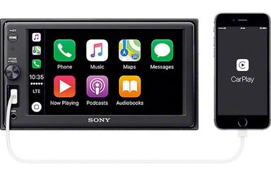 Sony XAV-AX1000 double din car stereo with installation. Apple CarPlay Bluetooth USB