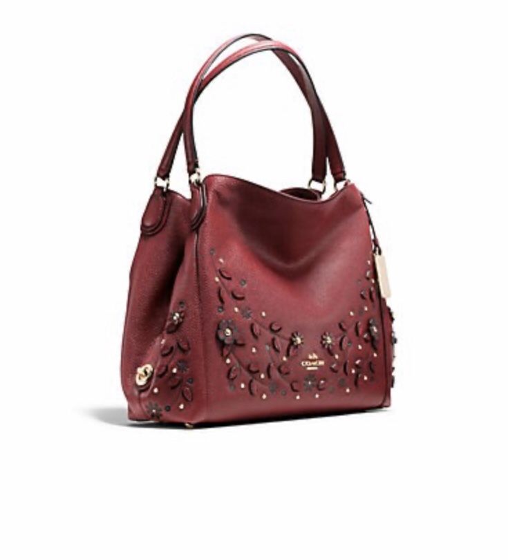 Coach Willow Floral Edie Burgundy Shoulder Bag