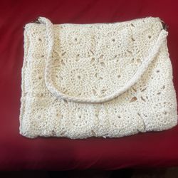 Knitted cream satchel purse
