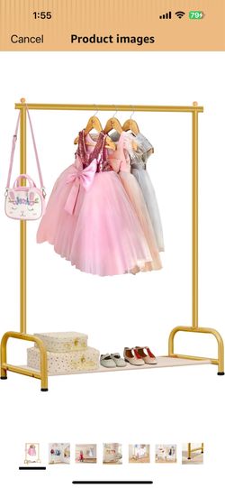 SLEEPING LAMB Baby Clothing Rack, Small Kids Clothes Rack with Bottom Storage Shelf, Child Clothes Hanger Rack for Coats, Metal Dance Costume Garment 