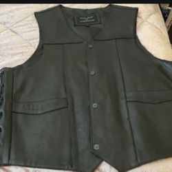 Men’s Black Leather Bikers Vest 