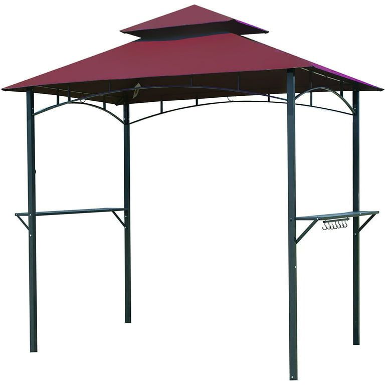 Outdoor Grill Gazebo Tent BBQ Canopy for Outdoor Grill Shelter BBQ Grill Gazebo Hardtop (L96 x W60 x H101 Inch) Red