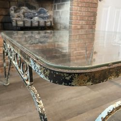 Vintage Wrought Iron Coffee Table – Beautiful Natural Patina – 36.5” Square