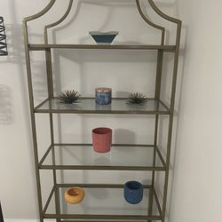 Gold Bookcase with Glass Shelves 
