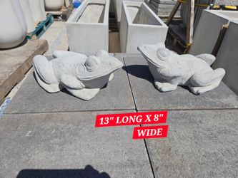 CONCRETE FROG STATUES $40 EACH ( 13" LONG X 8" WIDE)
