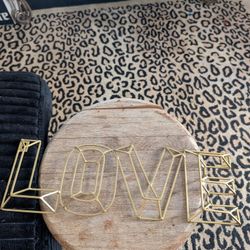 Gold Love Metal Sign 16x6