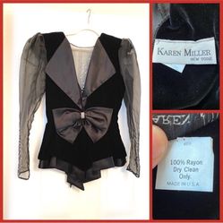 Sheer Vintage 80s designer formal top by Karen Miller NY estimated size 6