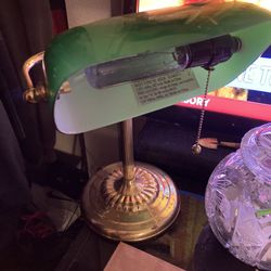 Antique Green Bankers Lamp