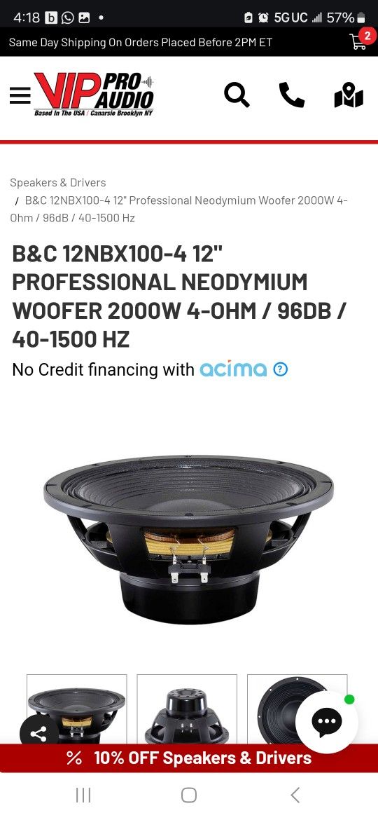 B&c 12 Inch Subwoofer.