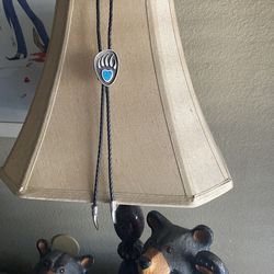 Sliver Tone Leather Bolo Tie