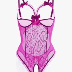 SMALL PURPLE Lingerie for Women Sexy Teddy One-Piece Lace Babydoll Bodysuit Nightie 