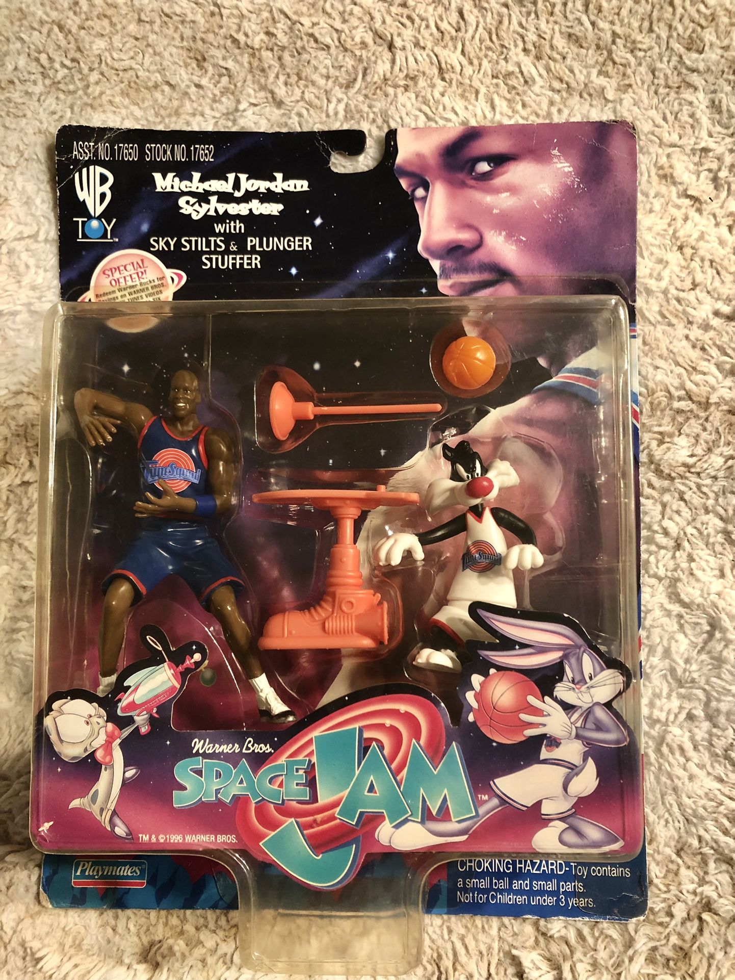 SPACE JAM Michael Jordan Sylvester Rare MOC Sealed Figure 2 Pack Playmates 1996